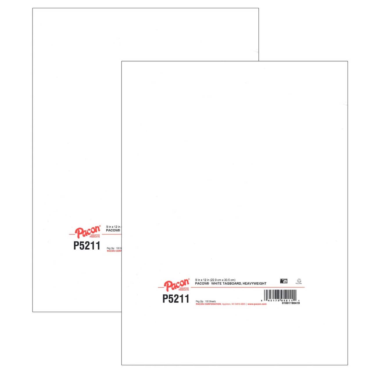 Pacon® 9" x 12" White Heavyweight Tagboard, 2 Packs of 100